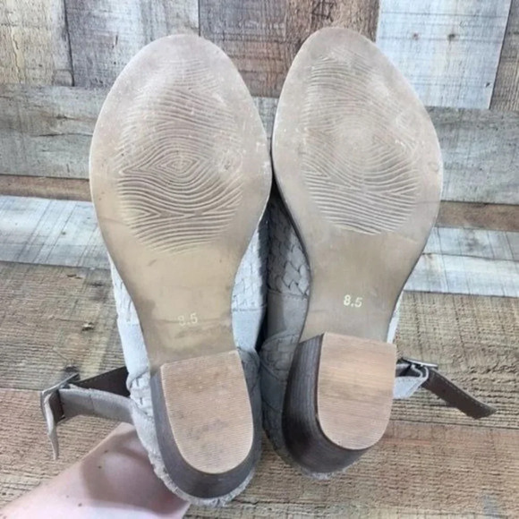 Rebel Gates Tan Leather Woven Weave Ankle Bootie Womens 8.5 Buckle Heeled Boots - Picture 11 of 12